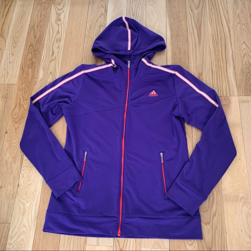 adidas Climalite Full Zip Purple Hoodie M